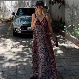 NWT Zara Printed Beaded & Sequin Floral Maxi Dress XS